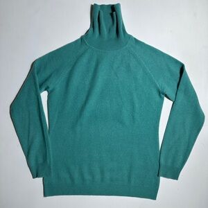 100% Cashmere Teal Turtleneck Sweater